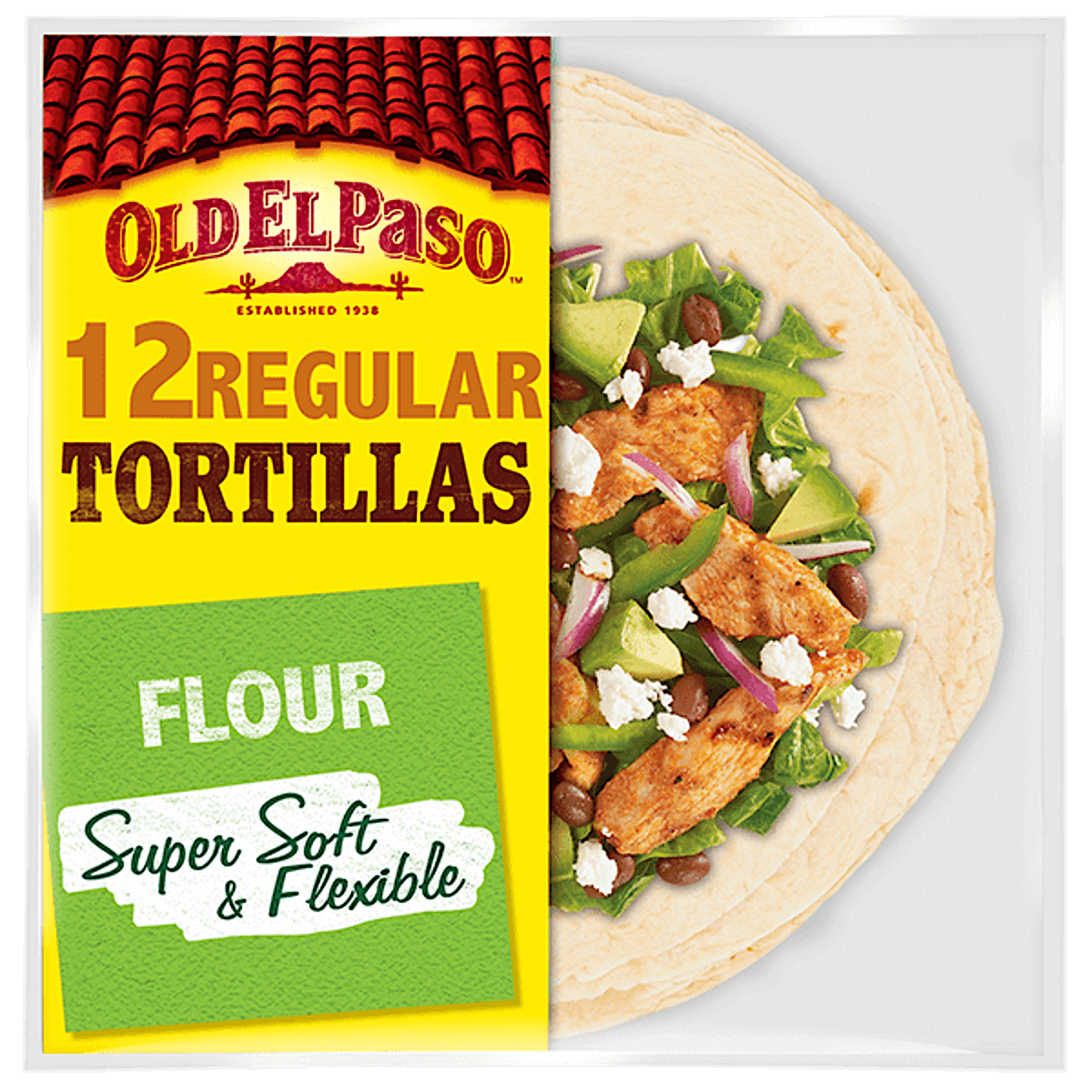 pack of Old El Paso's 12 regular tortillas (489g)